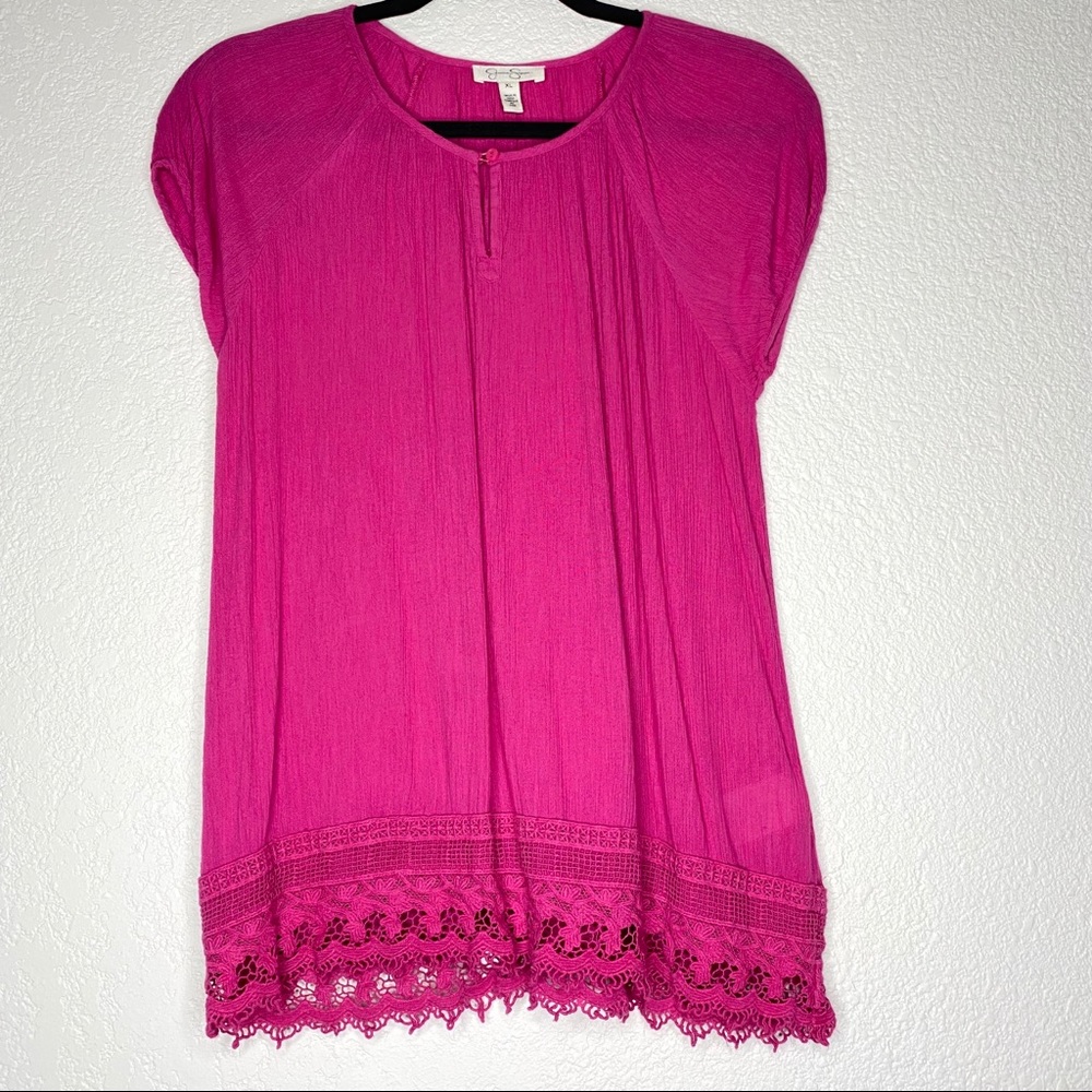Jessica Simpson Hot Pink Girl Cap Sleeve Top     A